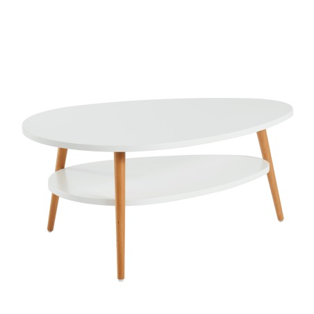 Table basse STONE Laqué Blanc mat Double Plateau - L90cm