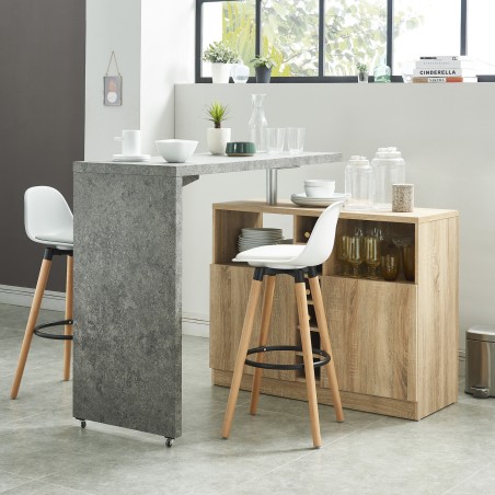 Table de bar POLYDécor béton et Bois Plateau Pivotant - L126cm