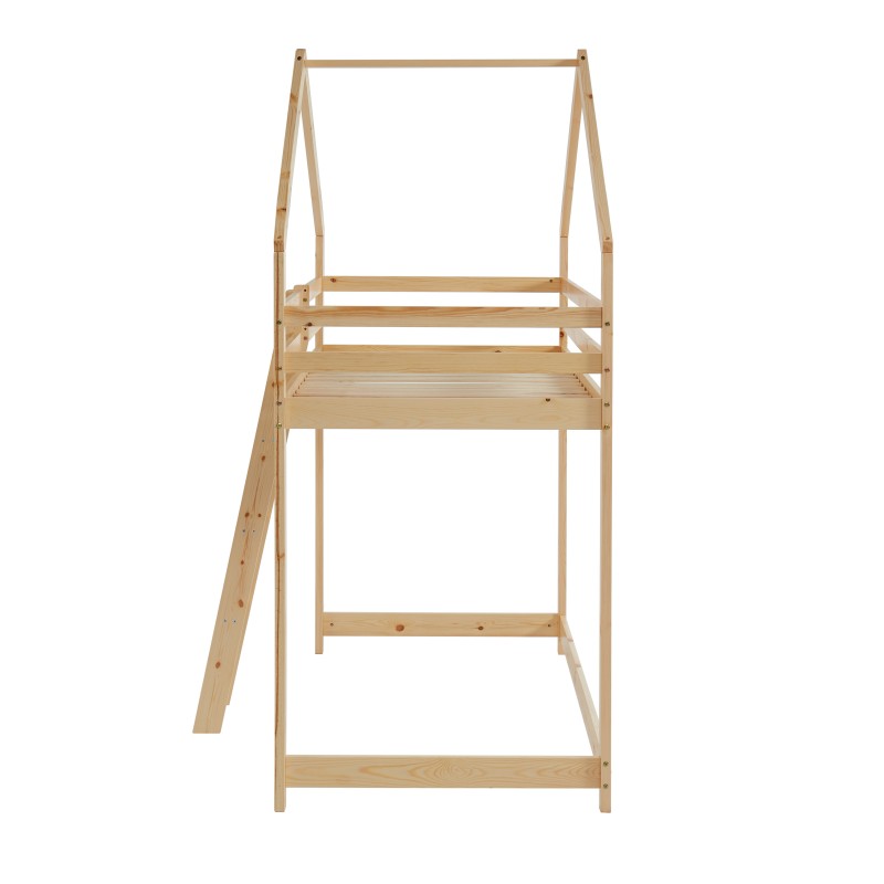 Lit mezzanine TINY Bois massif de Pin naturel Echelle devant - 90x190cm