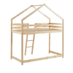 Lit mezzanine TINY Bois massif de Pin naturel Echelle devant - 90x190cm