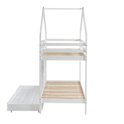TINYBUNKDRABL lit superposé Lit superposé cabane blanc échelle sur le côté et tiroir