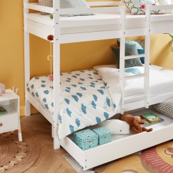 TINYBUNKDRABL lit superposé Lit superposé cabane blanc échelle sur le côté et tiroir