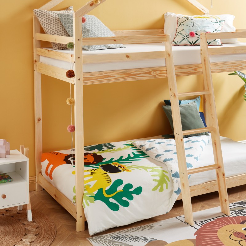 Lit superposé TINY Bois massif de Pin naturel 90x190cm