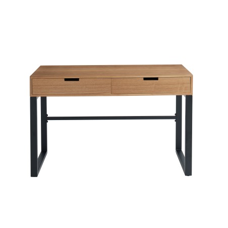 SOHOBUREAU Bureau couleur bois et noir 2 tiroirs piètement en métal