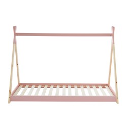 Lit enfant tipi TINY 90x190 bois massif de pin rose sommier à lattes inclus 
