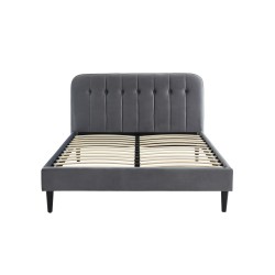 Lit ANDRE Velours Gris Anthracite 140x190cm