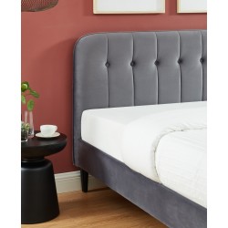 Lit ANDRE Velours Gris Anthracite 140x190cm