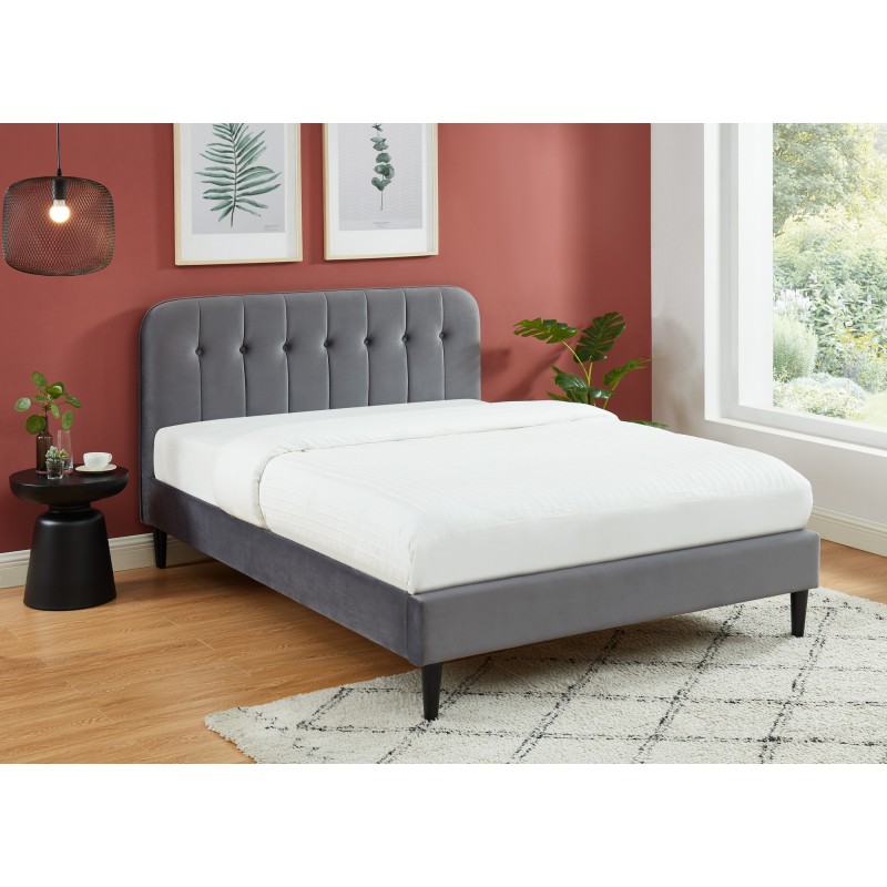 Lit ANDRE Velours Gris Anthracite 140x190cm