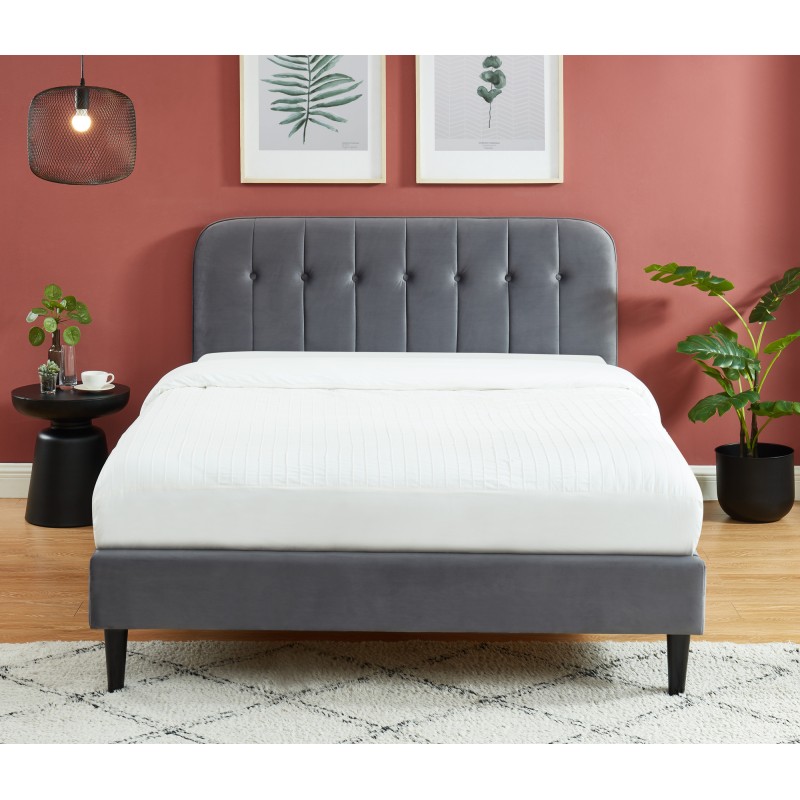 Lit ANDRE Velours Gris Anthracite 140x190cm