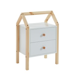 Table de chevet TINY blanc 2 tiroirs