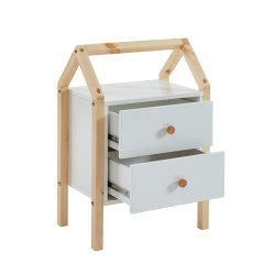 Table de chevet TINY blanc 2 tiroirs