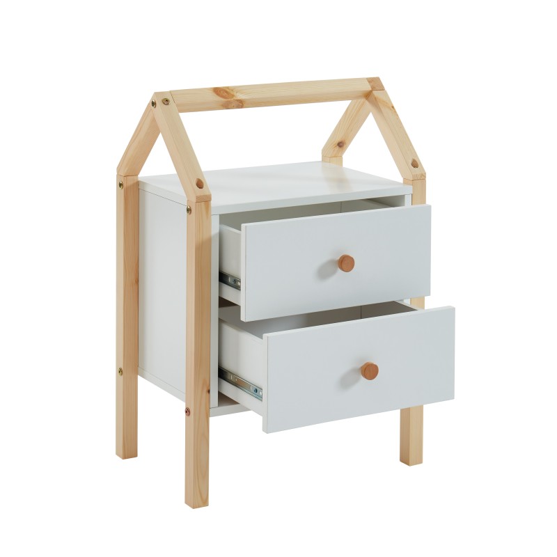 Table de chevet TINY blanc 2 tiroirs