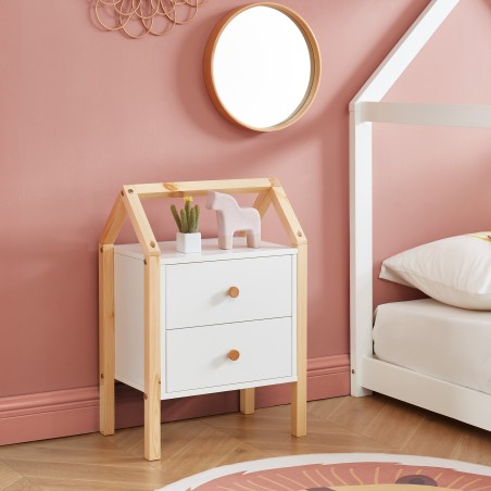 Table de chevet TINY blanc 2 tiroirs