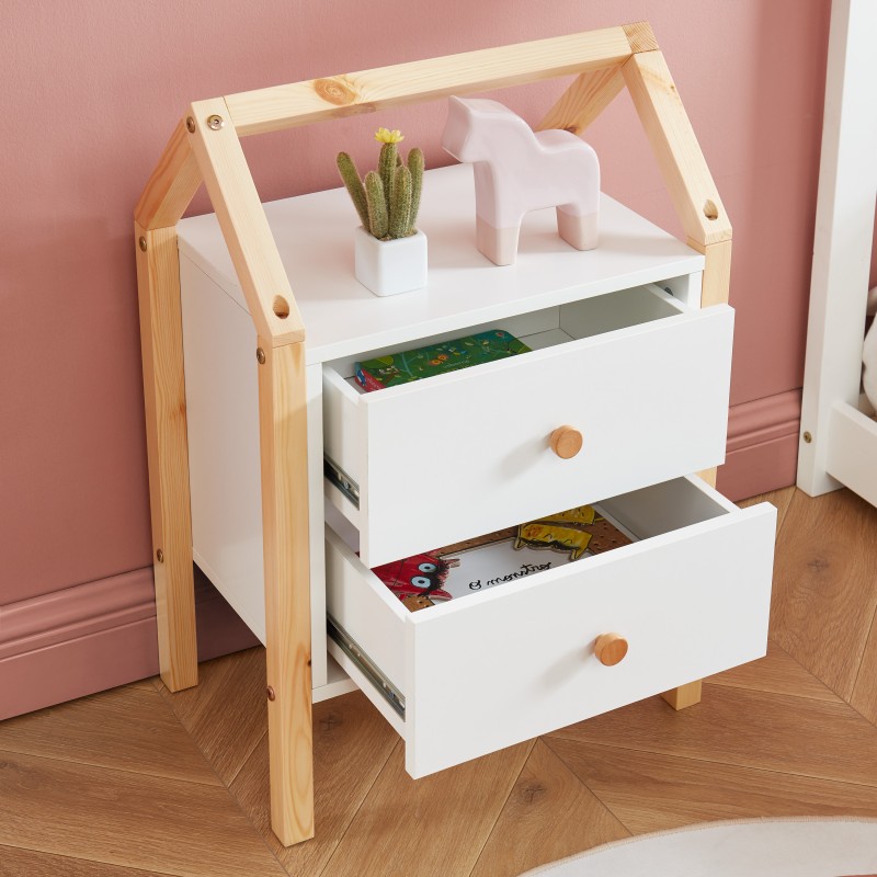 Table de chevet TINY blanc 2 tiroirs