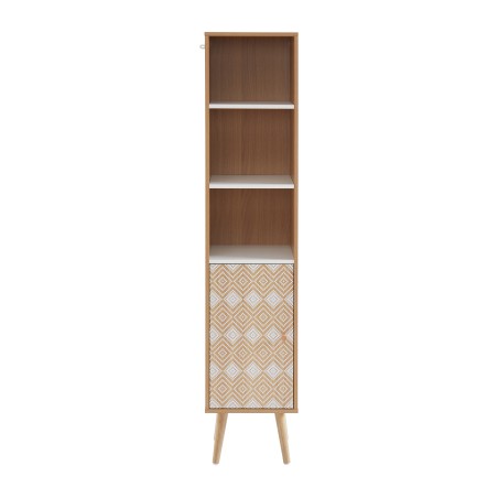 Colonne de salle de bain LEIKA Bois et blanc à motif 1 porte, 2 étagères