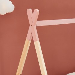 Lit enfant tipi TINY 90x190 bois massif de pin rose sommier à lattes inclus 