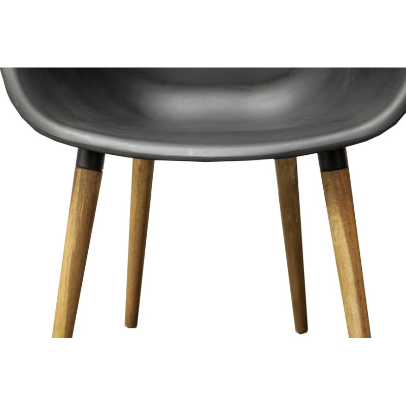 KIRA2NR lot de 2 chaises coloris noir plastique et pieds bois