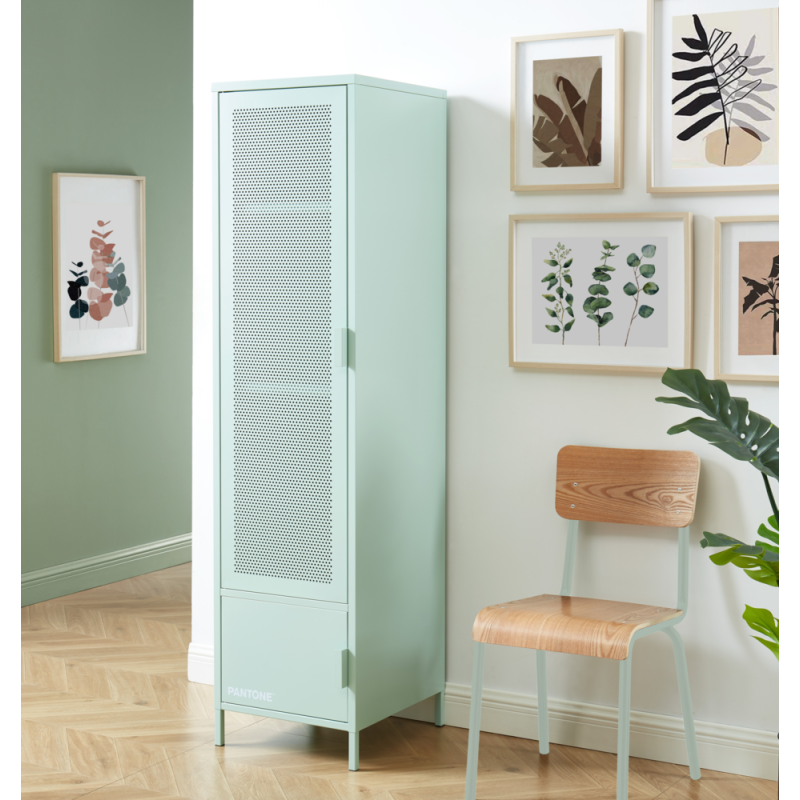 PANTONE Vestiaire en métal Vert Menthe 2 portes, 2 étagères