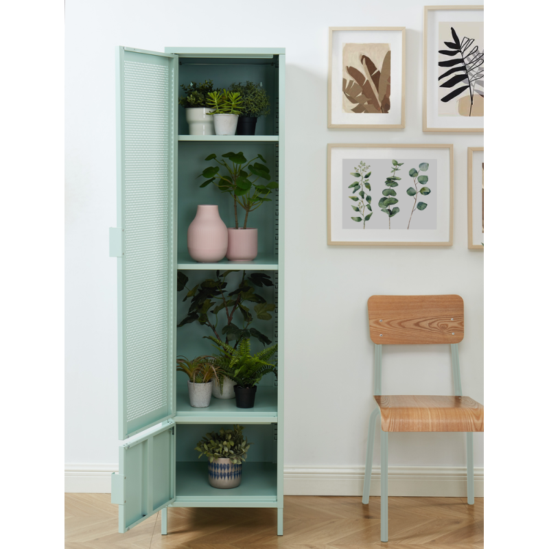 PANTONE Vestiaire en métal Vert Menthe 2 portes, 2 étagères