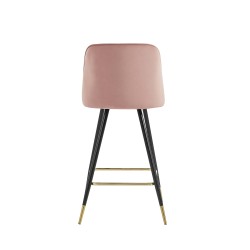 Lot de 2 Tabourets EUGENE Velours rose pieds noir/doré Hauteur d'assise 72 cm