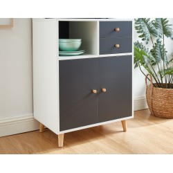 Buffet de cuisine MAX Blanc et gris foncé 2 tiroirs, 2 portes, 1 étagère