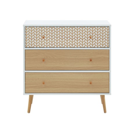 Commode CAPUCINE Décor Bois et Blanc 3 Tiroirs - L78cm