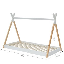 Lit enfant tipi TINY Bois Massif de pin naturel 90x190cm