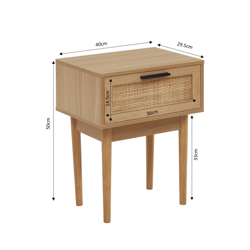 Table de chevet AMANA cannage naturel 40cm