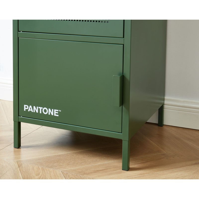 Vestiaire PANTONE Vert Olive en métal 2 portes et 2 étagères L45cm
