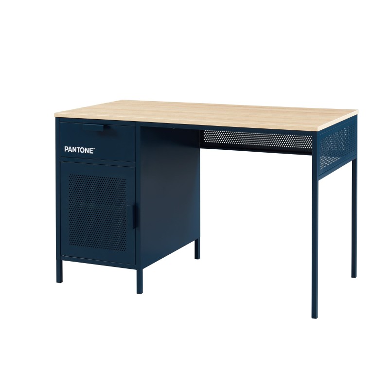Bureau PANTONE Bleu nuit en métal 1 porte et 1 tiroir L120cm