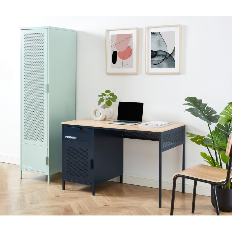 Bureau PANTONE Bleu nuit en métal 1 porte et 1 tiroir L120cm
