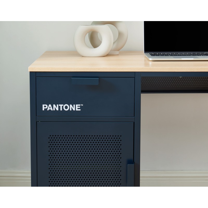 Bureau PANTONE Bleu nuit en métal 1 porte et 1 tiroir L120cm