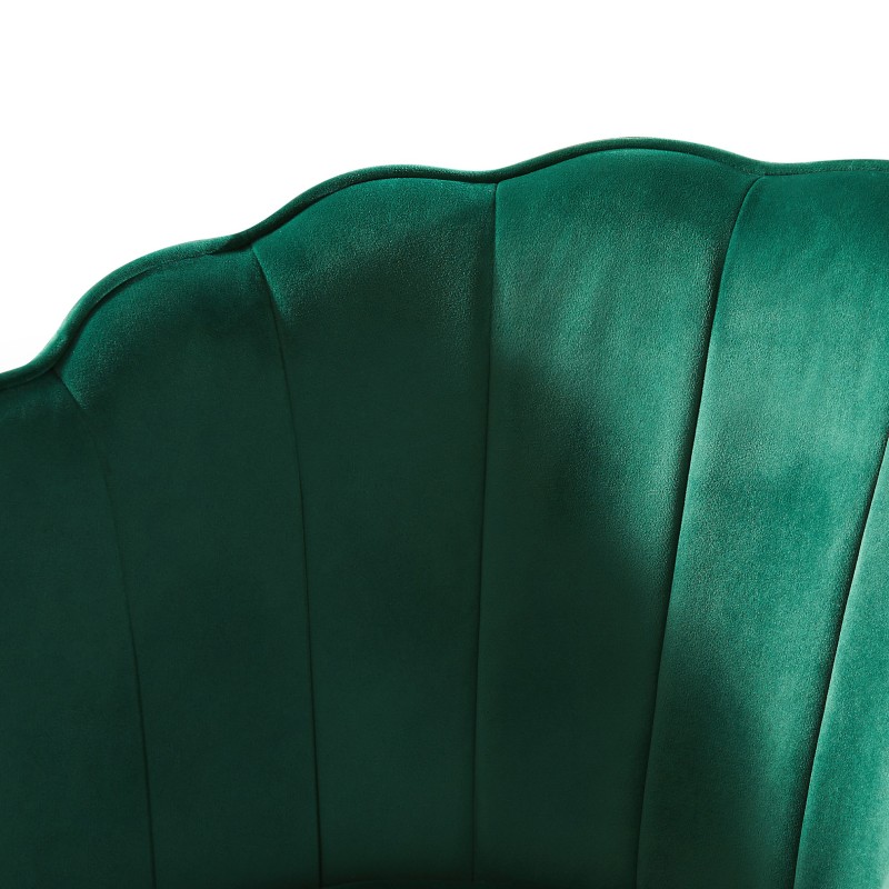 Fauteuil CALLISTA en velours vert sapin avec pieds doré