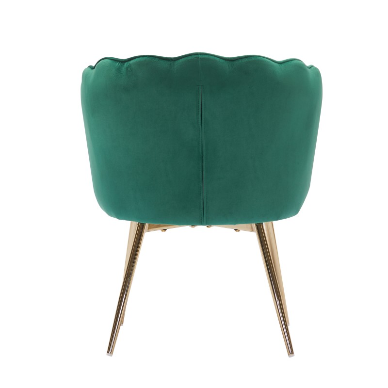 Fauteuil CALLISTA en velours vert sapin avec pieds doré