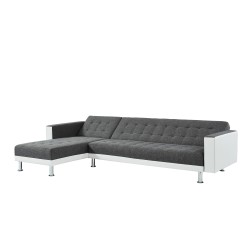 Canapé LUXURY XL convertible et réversible PU blanc tissu gris