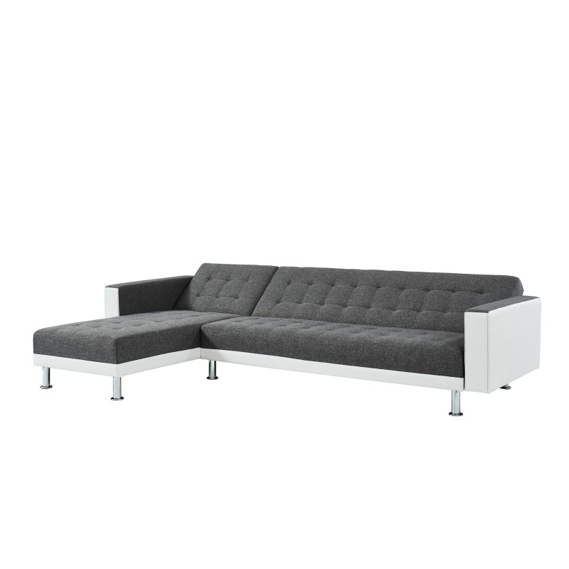 Canapé LUXURY XL convertible et réversible PU blanc tissu gris