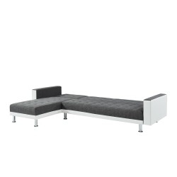 Canapé LUXURY XL convertible et réversible PU blanc tissu gris