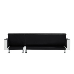 Canapé LUXURY XL convertible et réversible PU blanc tissu gris