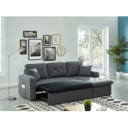 Canapé d'angle CANVAS tissu anthracite coffre angle convertible