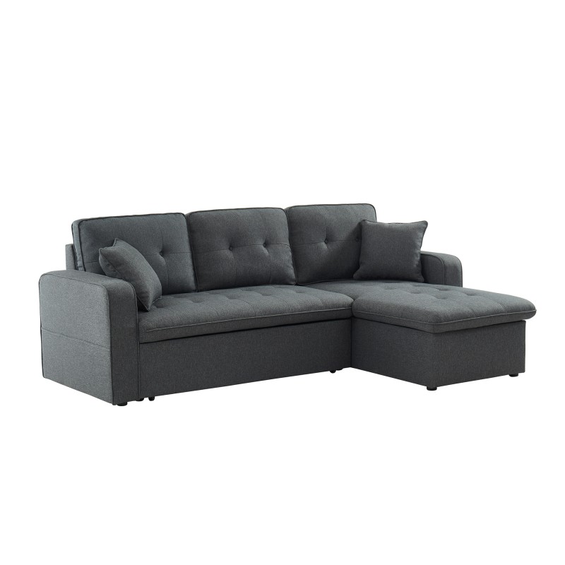 Canapé d'angle CANVAS tissu anthracite coffre angle convertible