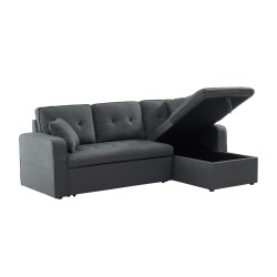 Canapé d'angle CANVAS tissu anthracite coffre angle convertible
