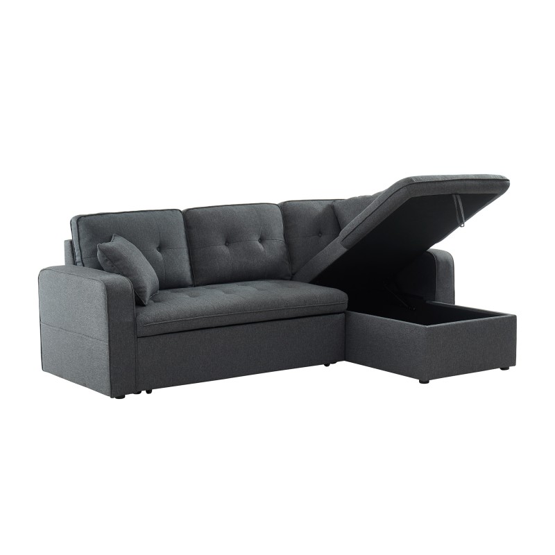 Canapé d'angle CANVAS tissu anthracite coffre angle convertible
