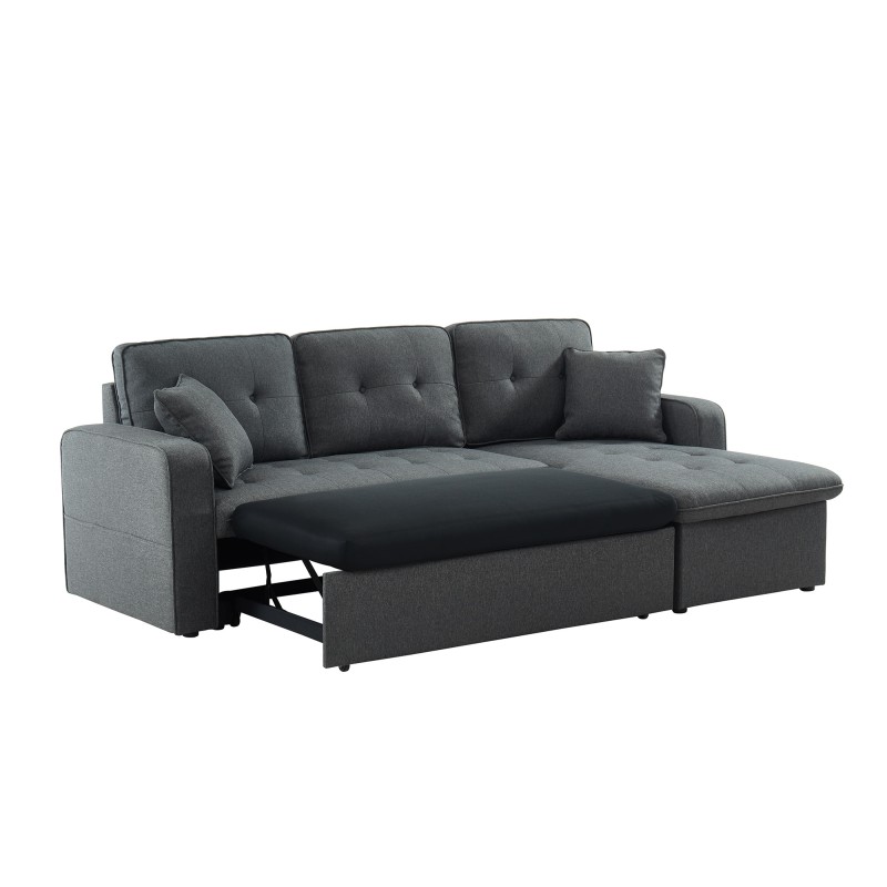 Canapé d'angle CANVAS tissu anthracite coffre angle convertible