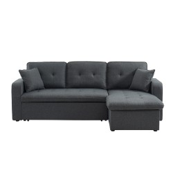 Canapé d'angle CANVAS tissu anthracite coffre angle convertible