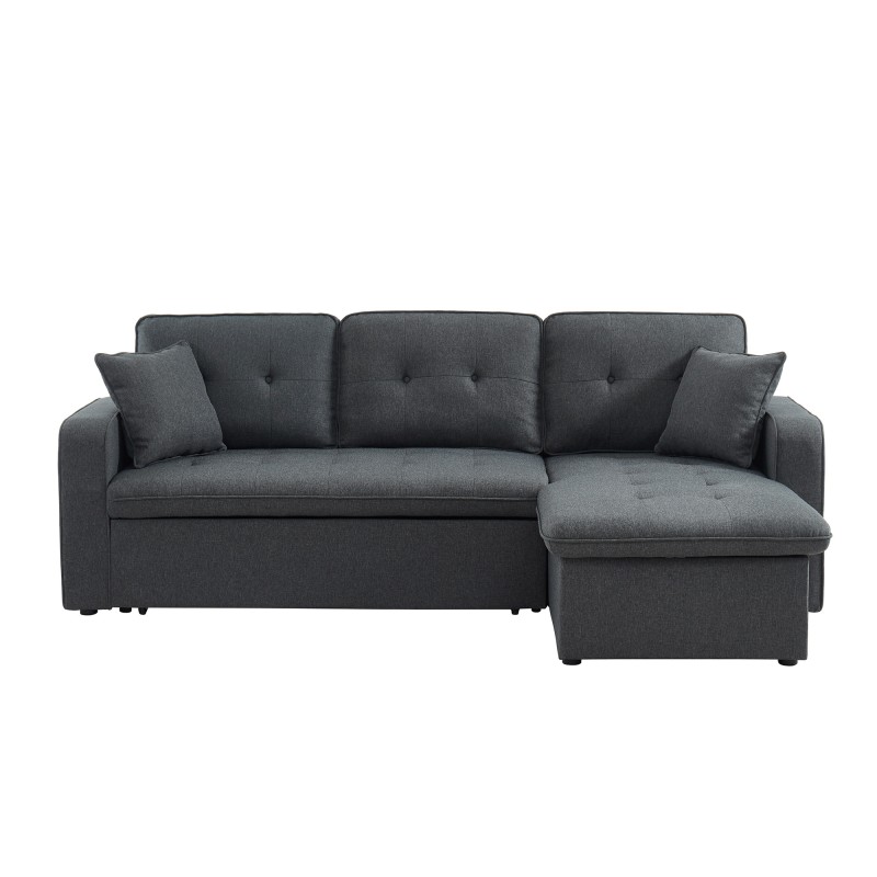 Canapé d'angle CANVAS tissu anthracite coffre angle convertible
