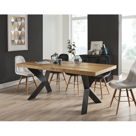 Table de séjour PLATONplacage bois et métal noir6 personnes