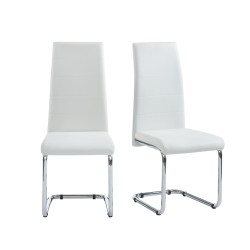 Lot de 2 chaises MARA simili blancpieds en métal chromé