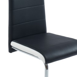 Lot de 2 chaises MARA simili noir et blancpieds en métal chromé 