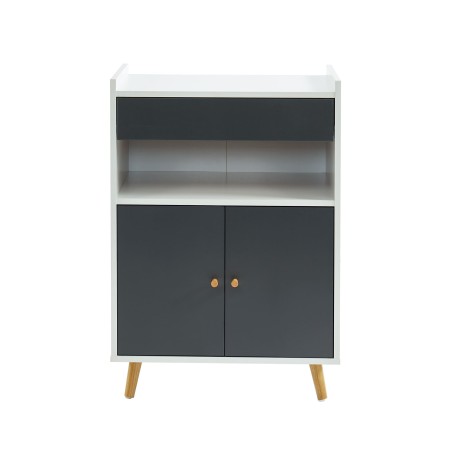 Desserte de cuisine MAXcoloris gris et blanc2 Portes et 1 Tiroir - L60cm