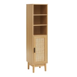 Colonne de salle de bain AMANA effet chêne et cannage rotin l30cm